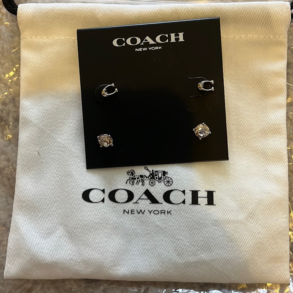 NWT Coach Signature C 2 pair earrings set.